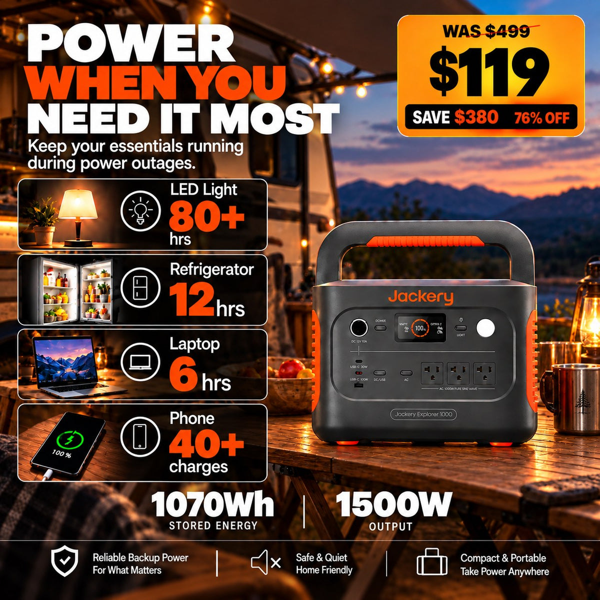 1070Wh Solar Generator Kit + FREE 200W Solar Panel (Limited BOGO)