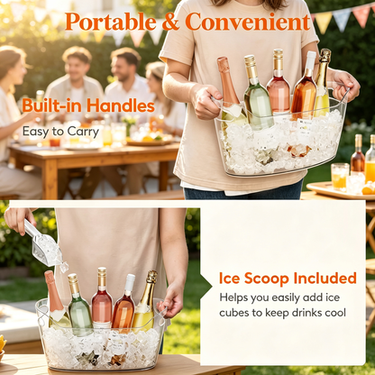 6.5L Clear Plastic Ice Bucket with Ice Scoops