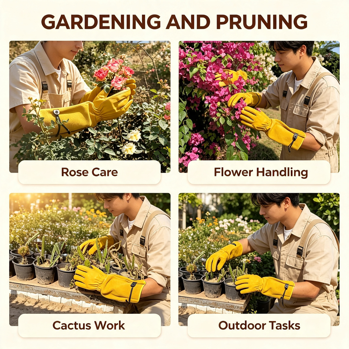 Leather Gardening Gloves with Extended Cuff