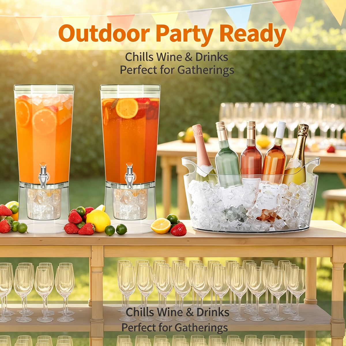 6.5L Clear Plastic Ice Bucket with Ice Scoops
