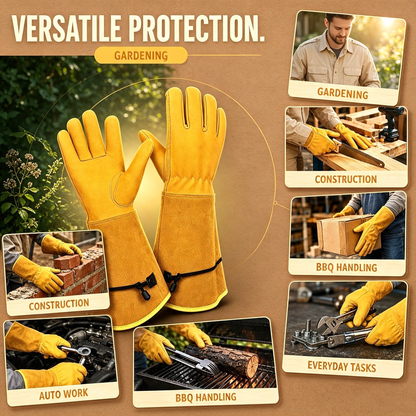Leather Gardening Gloves with Extended Cuff